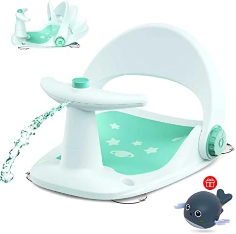Baby Bath Seat for Tub Sit Up - Collapsible Infant Toddler Bathtub Seat for 6 to 18 Months,Baby Bath Shower Chair with Adjustable Backrest Support,Non-Slip Soft Mat,Secure Suction Cups,Blue