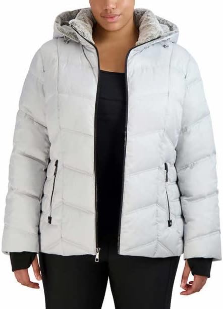 Nautica Womens Puffer Jacket, Silver, Small
