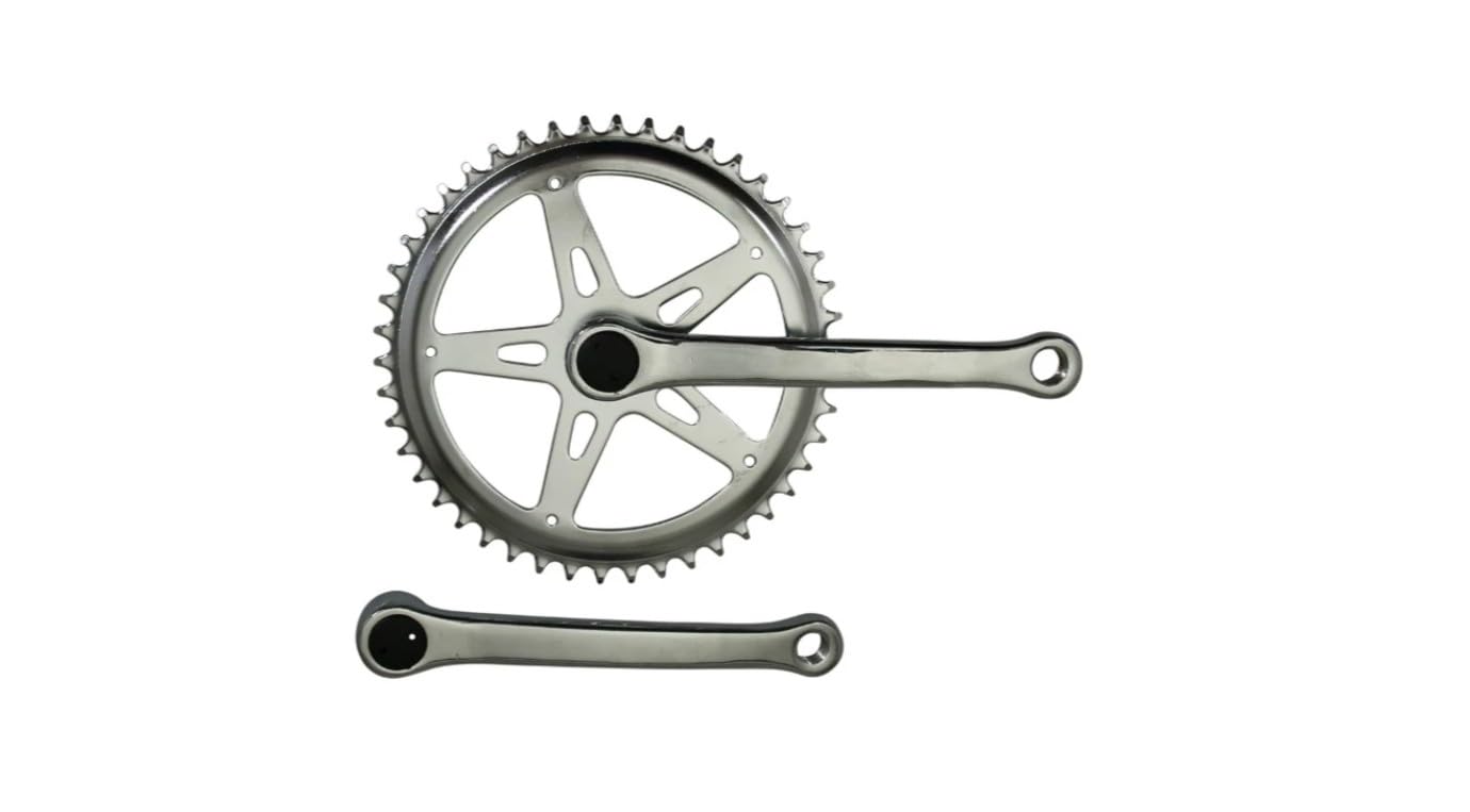 cyclingcolors pédalier vélo avec manivelle, 46 Dents, Longueur 170mm, Acier, chromé, Chaine 2.38 (3/32")