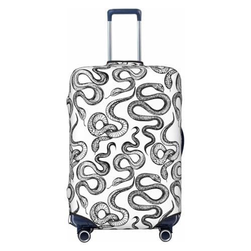 Hand Drawn Snake Print Luggage Cover For Suitcase,Washable Elastic Travel Suitcase Protector With Zipper Closure And Bottom Buckle – Fits 18-32