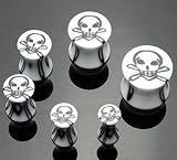 totenkopffalter  Emeco Skull Totenkpof Acrylic Saddle Plug TUNNEL OHR weiss oder schwarz EA152/151, 8MM/SCHWARZ