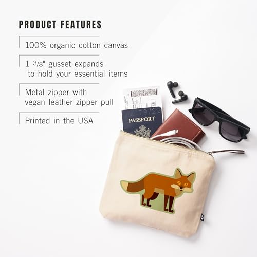 Lantern Press Fox Geometric, 100% Cotton Zipper Pouch, Travel Accessory, Go Bag3