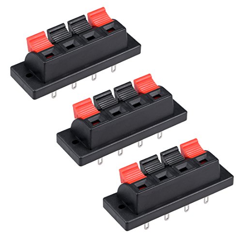 sourcing map 3pc 4 Voie Jack façon Ressort Pousser Connect Sortie Bloc Bornier Haut-Parleur