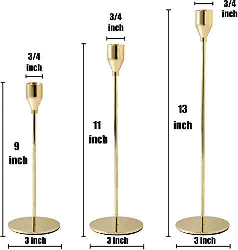 6Pcs Lemon Gold Candle Holders,Set Of 6 Tall Taper Gold Candlestick Fit 3/4" Thick Pillar Candle Led Modern Metal Candles, Elegant Stands Decorative Table Centerpieces For Dinning Party Decorative #TOP6