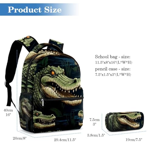 Sac à dos daypack crocodile multicolore avec grande capacité pour étudiants - 2