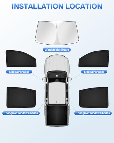 Image of Canvcle Sunshades for 2023-2025 2026 Chevrolet /Chevy Colorado Accessories Windshield Sun Shade Side Rear Window Shade Cover Sun Visor Shield Privacy Protection Keep Vehicle Cool Black 5PCS