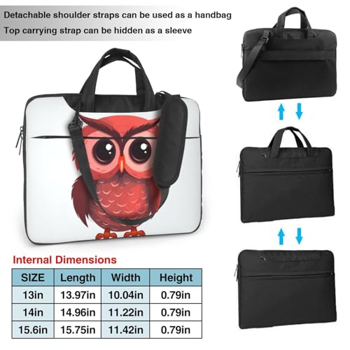 Cute Red Owl Bolsa para Laptop Unisex Negra miniatura 4