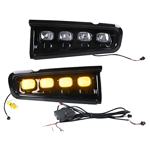 VLAND Led Fog Light Kit Compatible with 6th Gen Ford Bronco 2021-2022 (NOT FOR SPORT) w/Mounts w/Wiring Harness Pods Front Bumper Lamp Assembly with Amber Sequential + Animation White DRL