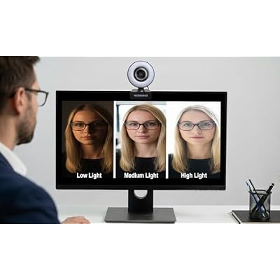 Webcam with Light Full HD 4K 1080P Web Camera Auto Focus Microphone Plug and Play USB Computer Web cam for PC Laptop Desktop, Mac Zoom Skype Teams