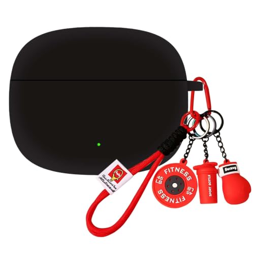Image of Soft Silicone Case Cover for OnePlus Nord Buds 4 Pro with Gym Boxing Keychain (Red)