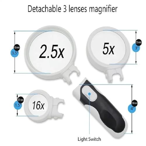 Loupe de rechange pour microscope 2,5x 5x 16x en ABS avec éclairage LED - 2