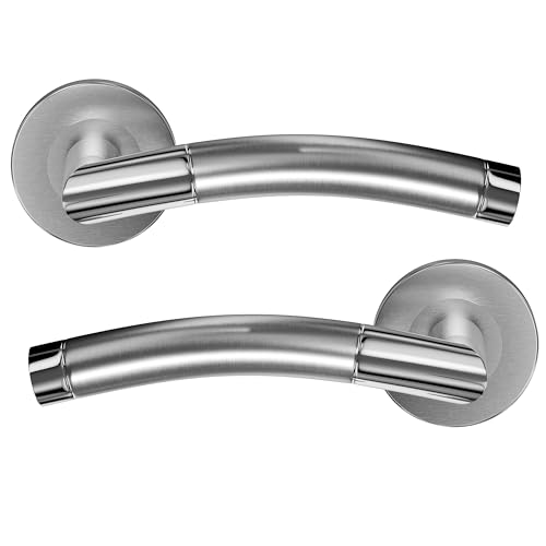 Image of 1 Pack of HAIFUAN Stainless Steel Door Lever Handle, Satin & Polished Dual Color, Model Sydney (S02-106)