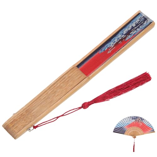 AMUSLESUR Abanico Portátil y Elegante de Seda y de Mano Plegable y de Estilo Japonés Vintage para Bodas y Decoraciones de Cosplay para Bodas Decoraciones Cosplay