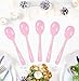 SietDESEO 25 PCS Light Pink Plastic Spoons Disposable Utensils Heavy Duty Baby Pink Spoons Disposable Cutlery for Birthday Wedding Baby Shower Bridal Shower Plastic Silverware