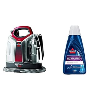 Bissell 36988 SpotClean ProHeat - Pulitore portatile per tappezzeria, moquette, sedili auto e altro + Formula Detergente Oxygen Boost Spotclean PRO, 1 Liter, Plastica