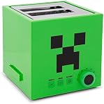 Minecraft Green Creeper 2-Slice Toaster for Bagels, Waffles, and Breads | Features 6 Settings with Defrost Option | Imprints Creeper Symbol On Bread