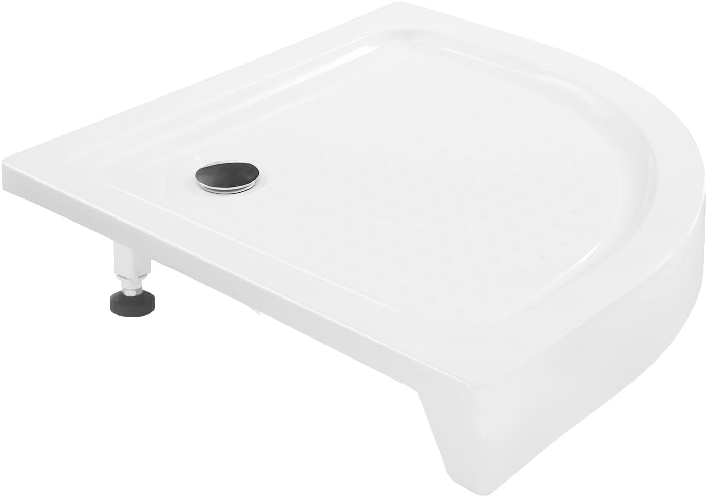 White Shower Base 33" x 33" Anti-Slip Corner Shower Pan with Center Drain with Adjustable Feet, Quick Drainage & High Load Capacity for Bathroom, RV, Travel Trailer, Hotel Use (Fan Shape)
