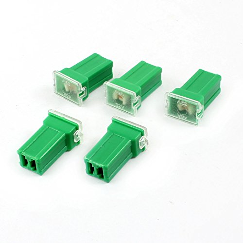 uxcell Vehicle Car Plastic Shell Straight Female Terminal Push in Blade Cartridge PAL Fuse 40Amp 32V Green 5pcs