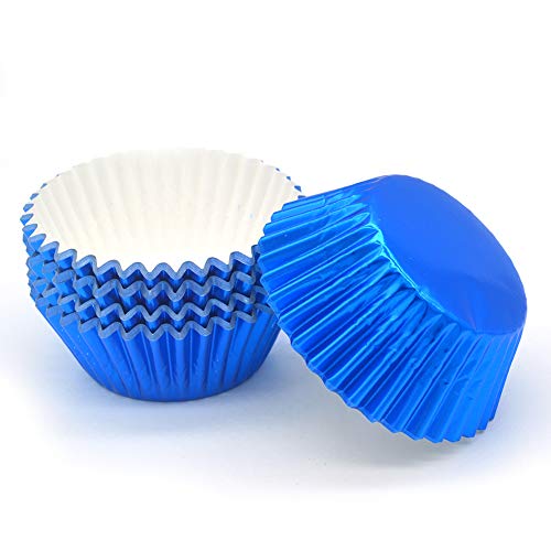 Image of Standard Blue Foil Cupcake Liners Muffin Baking Cups for Party and More, 100-Count