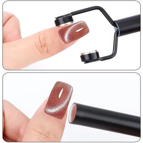 Image of 3 IN 1 Cat Eye Nail Magnet U-Shaped Double Head Magnetic Gel Nail Polish Magnet Pen Magnets For Cat Eye Gel Polish Cat Eye Magnet For Nails Multifunctional Nail Design Tools (Black)