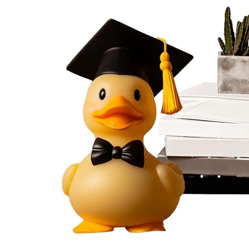 Entenstatue - Desktop -Figur -Dekoration, inspirierende positive Ente mit Cap | Charmante Ausstellungsstück Bücherregal, süße kleine Abschluss -Entenverzierung für Schüler Sammlerzimmer Bücherregal
