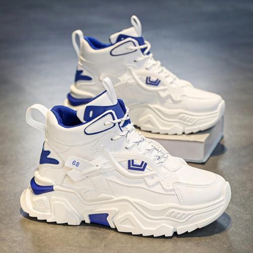 Men's High Top Fashion Leather Chunky Sneakers Casual Platform Non-Slip Athletic Street Walking Driving Tennis Shoes3