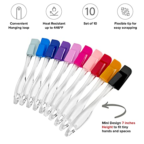 Mini Spatulas Set - 10 Piece Heat Resistant Silicone Spatula - Pro-Grade Multipurpose Kitchen Tool For Baking, Cooking, Mixing, And More - Non-Stick, Dishwasher Safe Bright And Colorful Small Spatula #TOP1