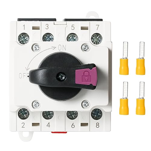 Jadeshay DC Isolateur Interrupteur Sectionneur Solaire, 4P 1000V 32A IP20 Protection Interrupteur D'Isolation Photovoltaïque for Système De Panneaux Solaires