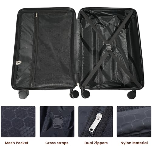 Image of Travelhouse 9-Piece Hardshell Luggage Set with Spinner Wheels & TSA Lock | Lightweight ABS suitcase set: 16 inch, 20 inch, 24 inch, 28 inch hardside suitcases + tote bag + packing cubes