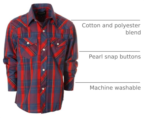 Image of Gioberti Boys Casual Western Plaid Long Sleeve Pearl Snaps Shirt