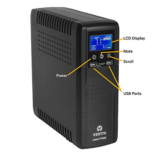Vertiv Liebert PSA5 700VA 420W line-Interactive UPS with AVR Technology and Battery Backup, 10 outlets and Three-Year, Full Unit Replacement Warranty (PSA5-700MT120)
