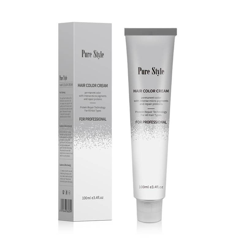 Miniatura 7 de PureStyle 100ml Crema de Tinte para Cabello Permanente Profesional, Sin Amoníaco, Color Ceniza Fría Profunda y Duradera, Cobertura 100%