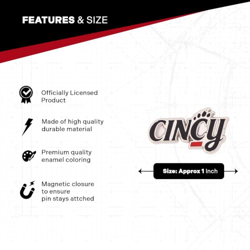 Image of Desert Cactus University of Cincinnati Magnetic Metal Lapel Pin (B) | Officially Licensed UC Cincinnati Bearcats Enamel Finish Lapel Pin Formal Wear Bag and Hat Jewelry Tie Track Brooch Pin