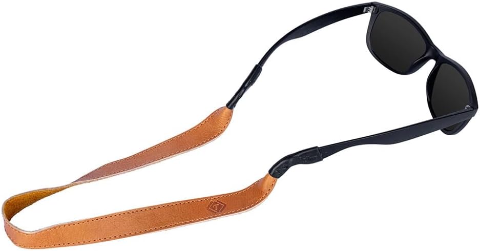 TETHER STRAPS Original Leather Sunglass Strap | Full-Grain Leather with Suede Backing, 17.5" Length | Fits Most Frames