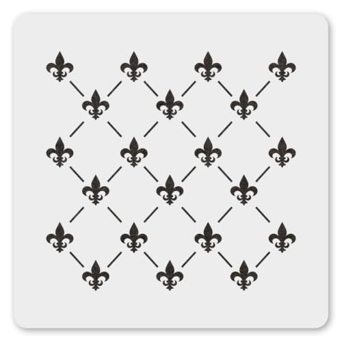 MAGJUCHE Fleur De Lis Allover Pattern Stencil 12 Inches, Reusable French Stencil for Wall Painting DIY Crafts Decor