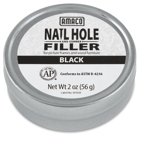 Amaco Nail Hole and Corner Filler for Wood, 2 Oz Tin, Black