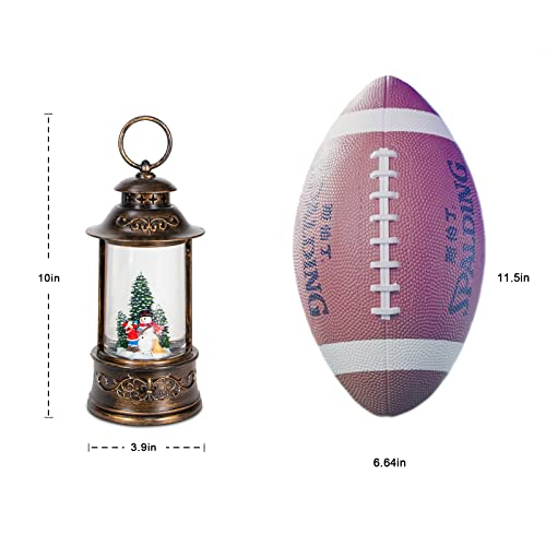 Christmas Snow Globe Lantern Musical,6H Timer Cylinder Glitter Snow Globe,Bronze Snow Globes Christmas With Music Box Including 8 Songs,Lantern With Xmas Tree Snowman Decor #TOP3