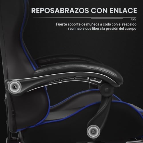 Miniatura 4 de Gtplayer Silla Para Juegos, Silla De Computadora Con Reposapiés Y Soporte Lumbar, Silla De Juego Ajustable En Altura Con Asiento Giratorio De 360 Y Reposacabezas Para Juegos Azul