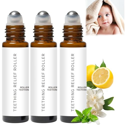 3pcs teething roller all natural for babies a thousand roses teething roller oil velaria teething relief roller