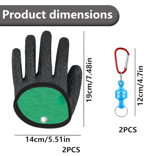 AONAYO Angelzubehör,Angelhandschuhe,Fishing Accessories,Angel Handschuhe,wasserdichte Angelhandschuhe,Mit 2 Magnetic Buckle Angelzubehör Für Den Sicheren Umgang Mit Hecht Zander Wels