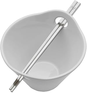 Mikasa 20oz Studio Nova Noodle Bowl Set - Ceramic Bowl & Steel Chopsticks | 18/10 Stainless Steel Chopsticks with Deep Bowl Design & Convenient Handle Slots - Dishwasher Safe for Easy Cleaning