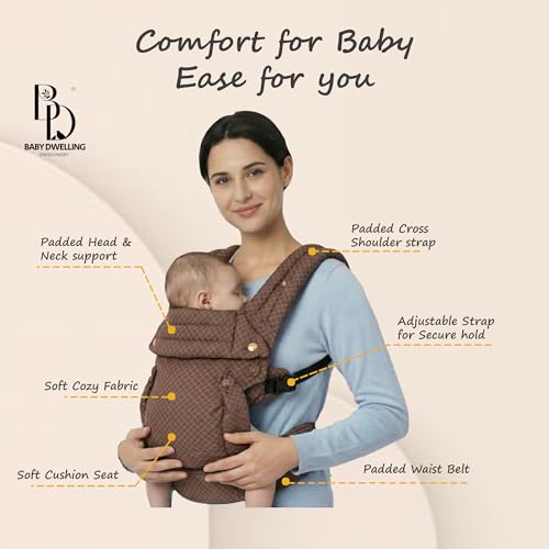 Image of 4-in-1 Baby Carrier | Adjustable for 0-3 Year (3.2-16kg) |100% Cotton Comfort& Lightweight | Ergonomic Design for Newborns to Toddlers |Made in India, Designed in California (Mocha Mousse)