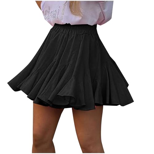 Womens Pleated Skater Skirt Basic Casual High Waisted Ruffles Flared Mini Lingerie Skirts 2025 Fashion Clothes