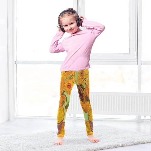 ALAZA Sunflower Print Girls' Leggings Ankle Length Toddler Kids Basic Full Length Tights Yoga Pants4