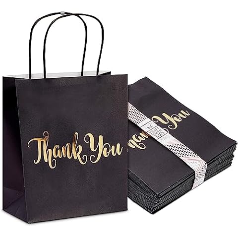 Black Thank You Gift Bags with Handles Cover
