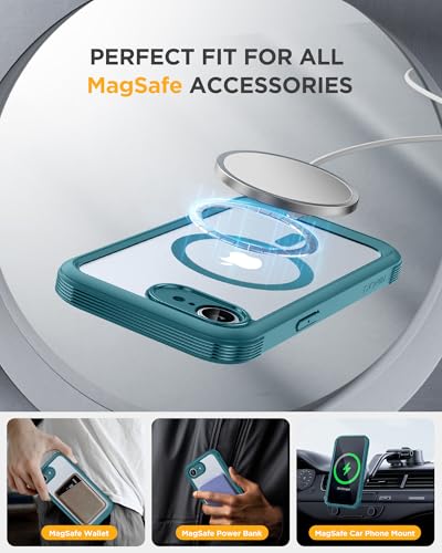 Image of miracase for iPhone 17e & 16e Case with Built-in Private Screen Protector, [Magnetic with MagSafe] Full-Body Phone Cover Military Drop Proof 17 E / 16 E Bumper 6.1 inch, Green