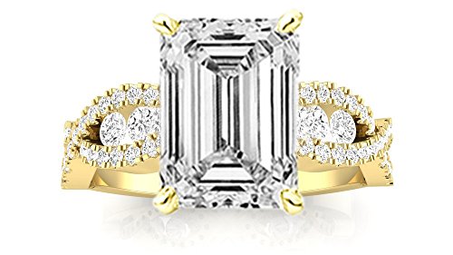 1.31 Carat Designer Twisting Eternity Channel Set Four Prong Emerald Cut Diamond Engagement Ring (D Color VS1 Clarity Center Stones)