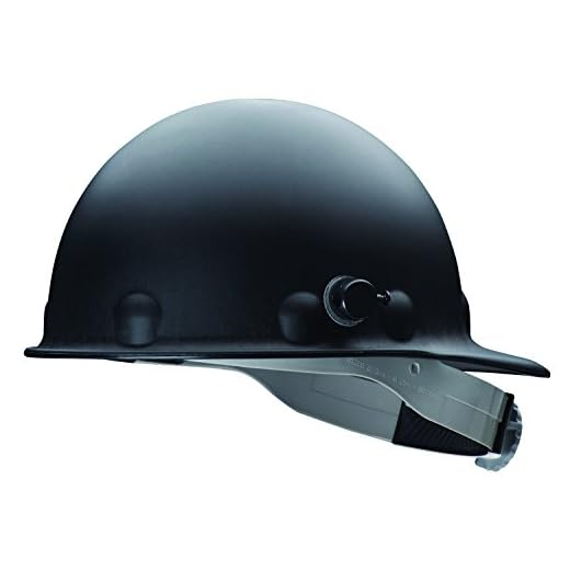 Fibre-Metal by Honeywell P2HNQRW11A000 Super Eight Fiber Glass Ratchet Cap Style Hard Hat with Quick-Lok, Black