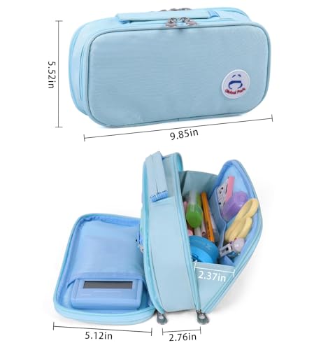 Pencil Case Pen Bag Holder Pouch Large Handle Big Capacity Desk Organizer Storage Marker Box Stationary Makeup Cosmetic Double Zippers for School Office Students Teen