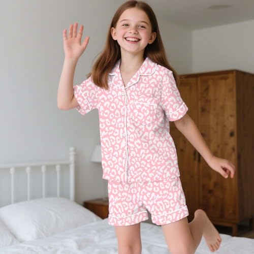 SANGTREE 3 Piece Boys Girls Pajama Sets Sleepwear Kids Clothes Girls Pjs Teen Button Down for Nights, for 5-14 Years2